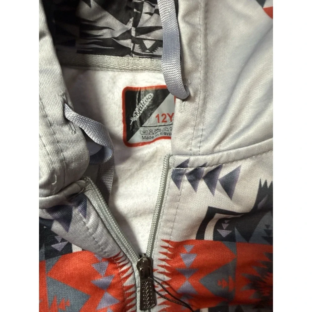 Nativo Kids Full Zip Hoodie Size 12Y Southwestern Aztec Pattern